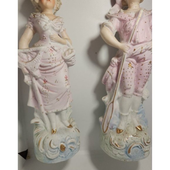 Antique Bavarian Porcelain Figurine Woman and Man Pair (read) - Picture 12 of 12
